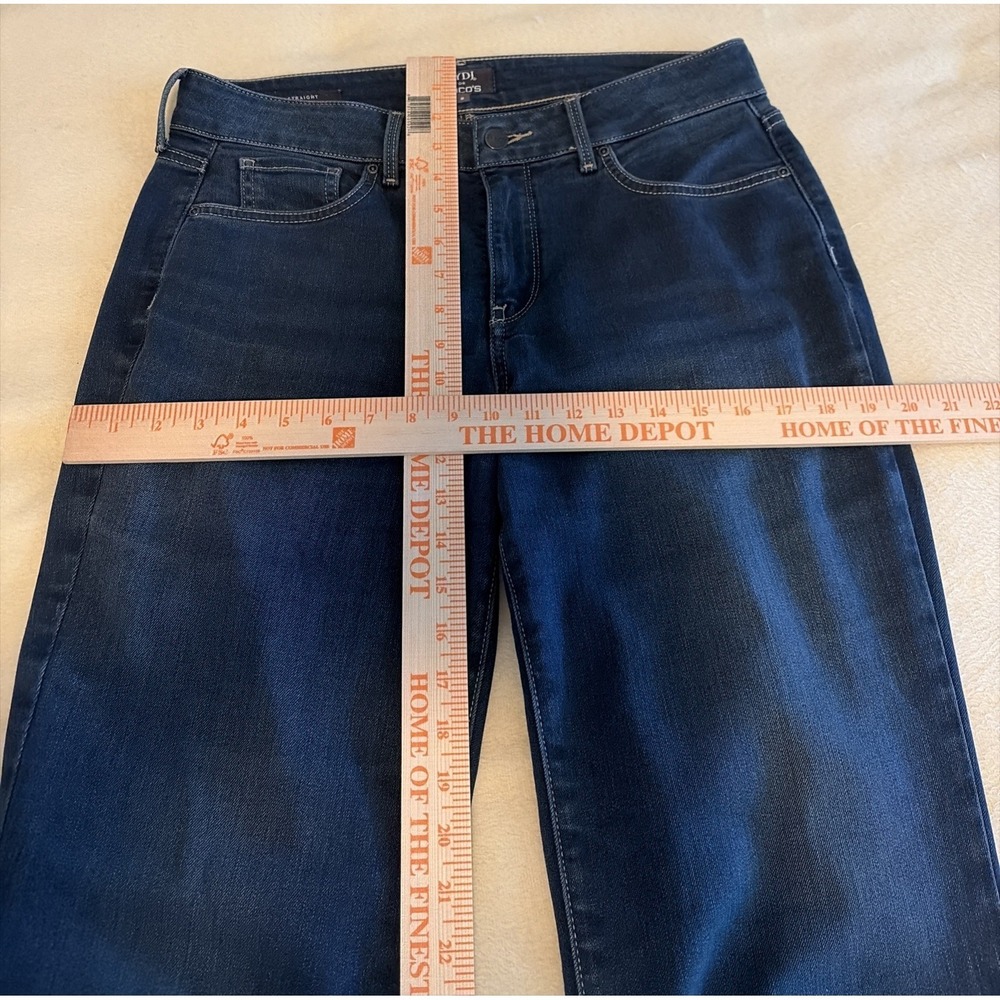 NYDJ for CHICOS Straight  Dark Blue Jeans Lift X Tuck Technology Size 8 SoftFeel